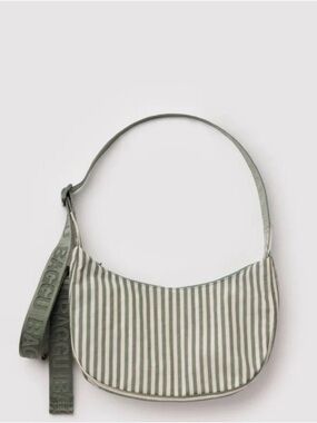 BAGGU Small Nylon Crescent in Sage Stripe